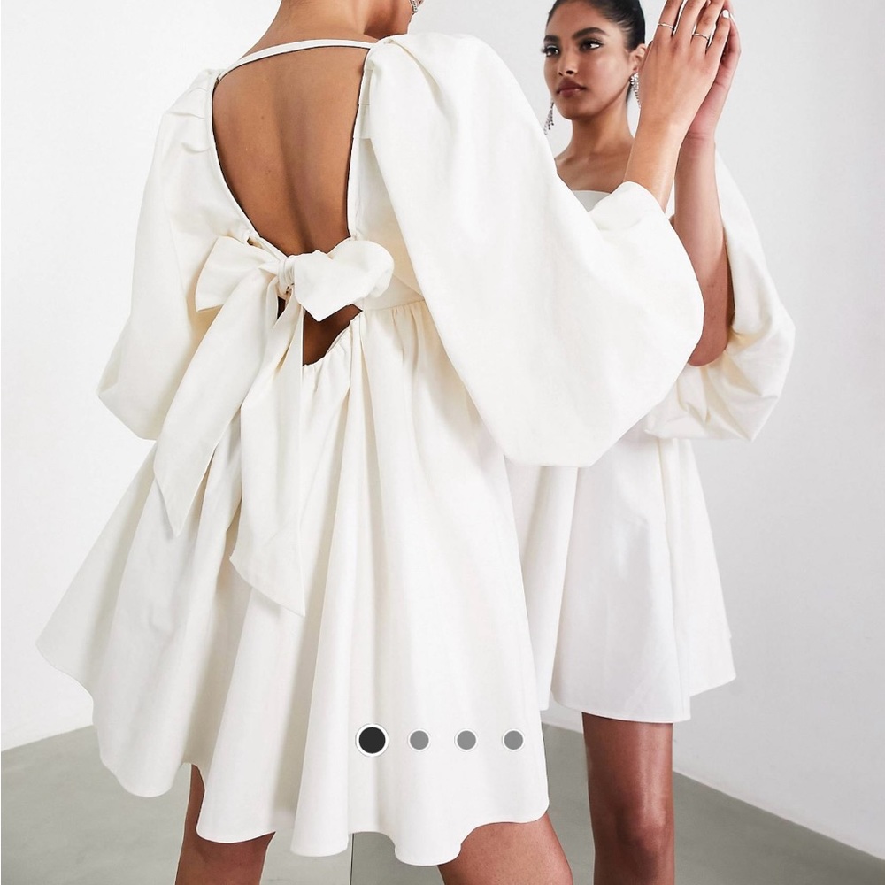 ASOS EDITION square neck empire mini dress in cotton twill in ivory
